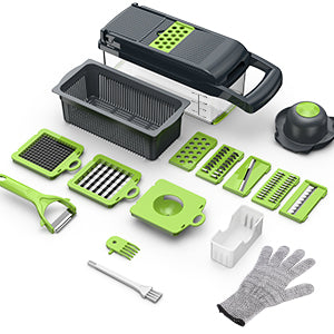Coupe Légumes de Cuisine Multifonctions 16 en 1 - Hachoir - Mandoline de Cuisine