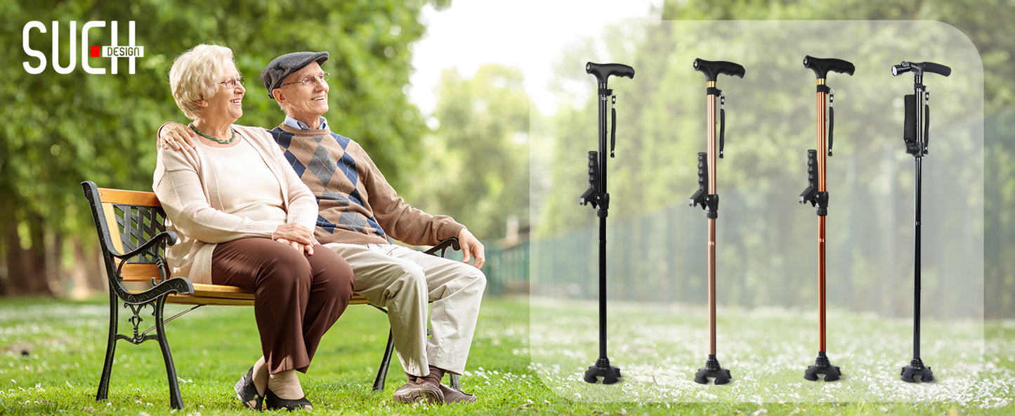 Canne de Marche Pliante Télescopique Anti-Chute avec Lumière LED