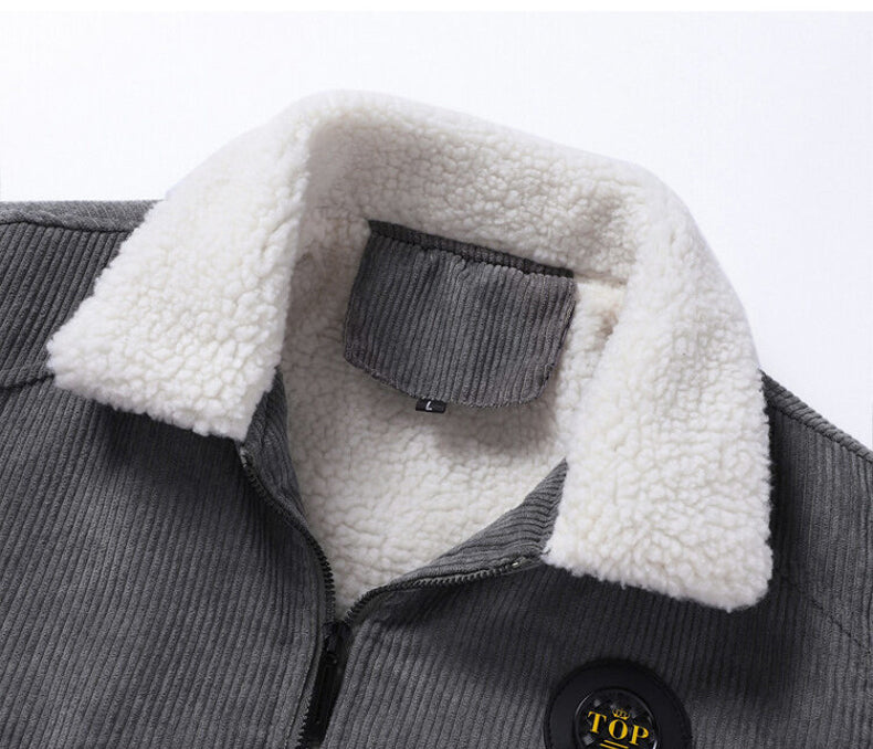 Veste Hiver Homme en Velours - Doublure Fourrure Chaude & Élégante