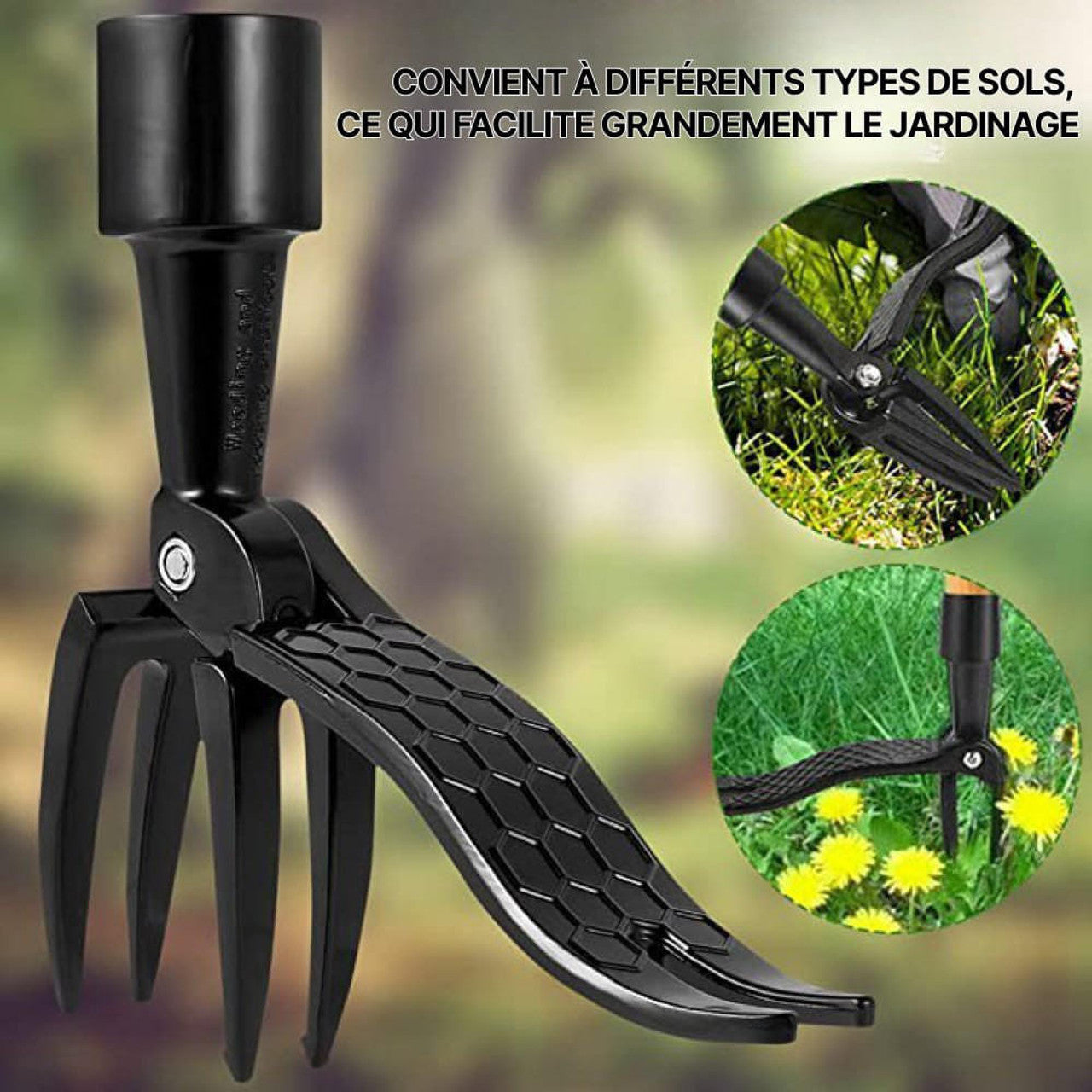 Désherbeur de Mauvaises Herbes Debout - Outil Pratique à Griffes en Acier pour un Jardin Impeccable Sans se Plier