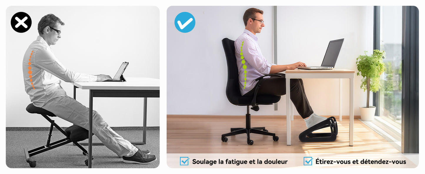 Repose Pied Bureau Ergonomique - Hauteur Réglable avec Rouleau de Massage Voute Plantaire - Bureau et Maison