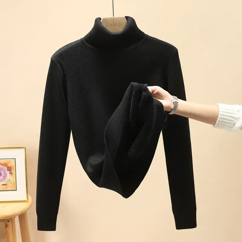 Pull Polaire à Col Roulé Femmes - Doublure intérieure en Fourrure - Chaleur et Élégance en Toute Simplicité