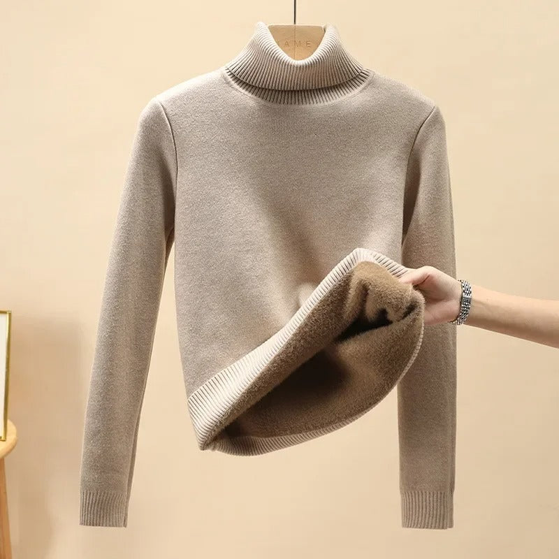 Pull Polaire à Col Roulé Femmes - Doublure intérieure en Fourrure - Chaleur et Élégance en Toute Simplicité