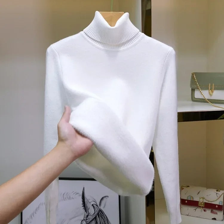 Pull Polaire à Col Roulé Femmes - Doublure intérieure en Fourrure - Chaleur et Élégance en Toute Simplicité