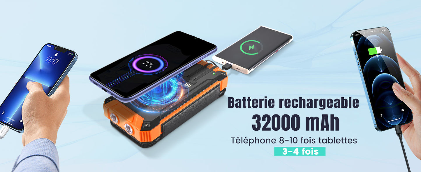 Batterie Externe Solaire Portable Rechargeable - 2500mAH Batterie Externe Téléphone