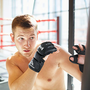 Gants MMA - Gants UFC Hommes et Femmes - Gants en Cuir sans Doigts Combats