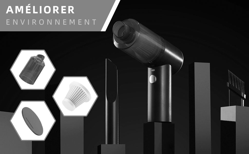 Mini Aspirateur à Main sans fil - Haute puissance et Toutes Surfaces