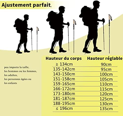 Bâtons de Randonnées/Trekking - Bâtons de Marche Pliable Antichoc Télescopique en Aluminium - Ultra-Léger