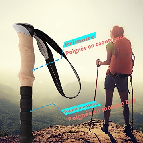 Bâtons de Randonnées/Trekking - Bâtons de Marche Pliable Antichoc Télescopique en Aluminium - Ultra-Léger