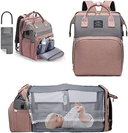 Sac à Dos à Langer 3 en 1 pour Bébé - Sac de Maternité Multifonctionnel avec Matelas - Grande Capacité