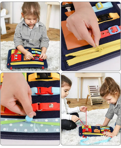 Busy Board Montessori Enfants - Planche d’activités Portable - Jouet Éducatif pour Apprendre Motricité