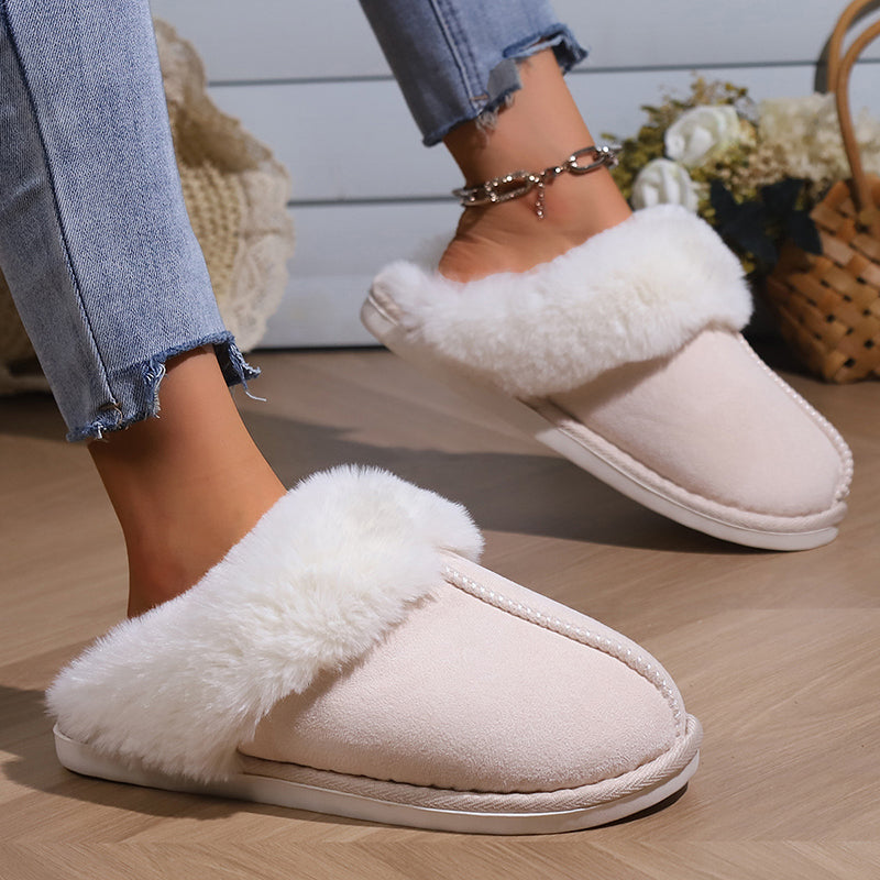 Chaussons Femmes Hiver avec Fourrure - Chaussons d’Intérieur Chaud et Doux