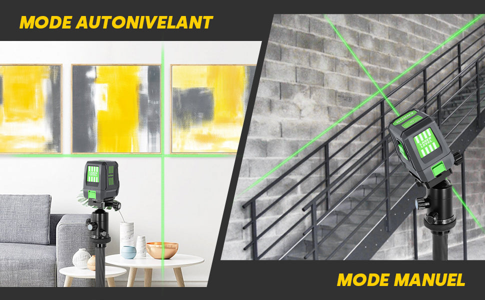 Niveau Laser Vert Croix Autonivelant - Laser Rotatif avec Support Multifonctions